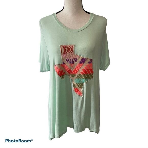 Judith March Mint Green Tunic with Texas Applique - Picture 1 of 8